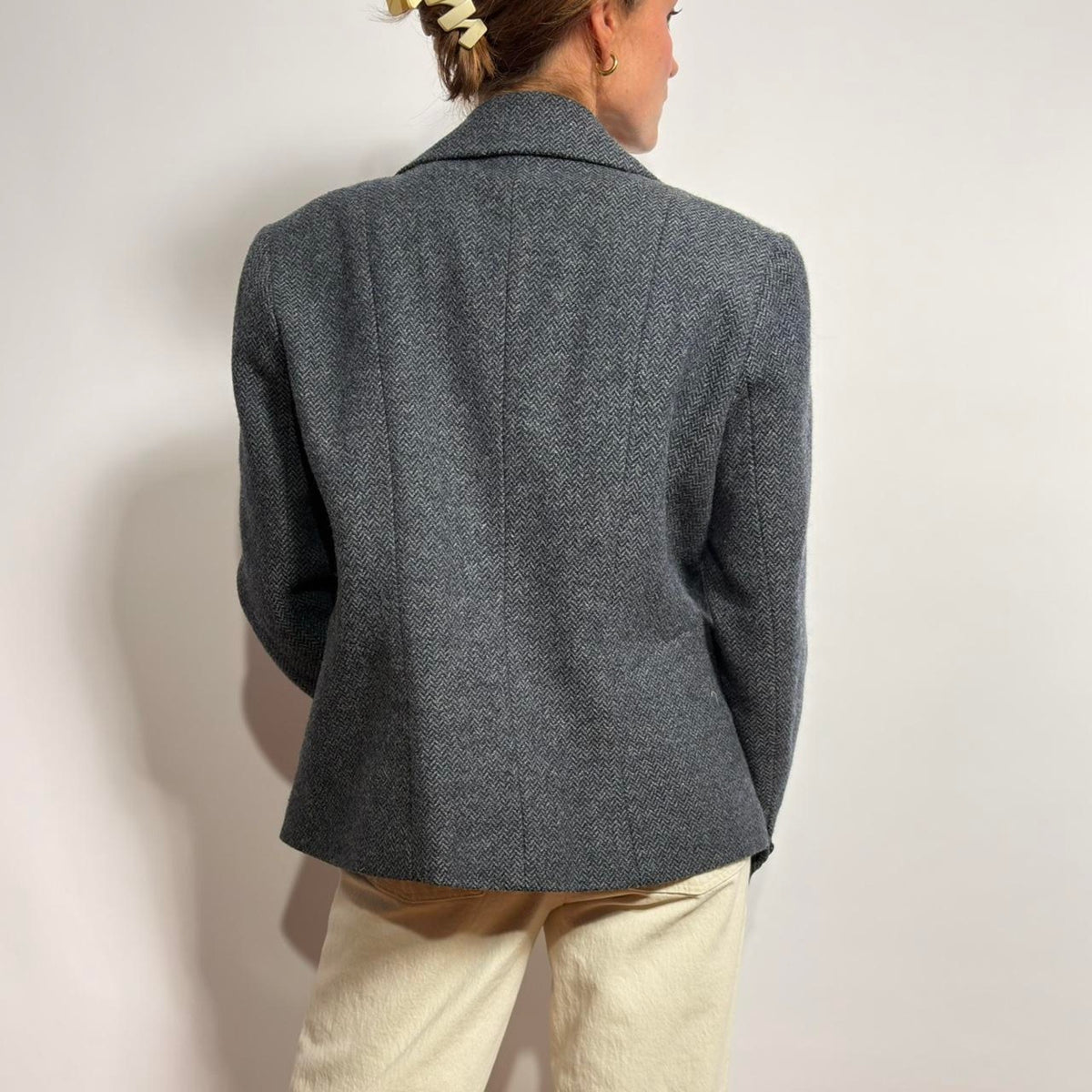 Vintage Lands' End Wool Blazer - Blue Grey -size 14