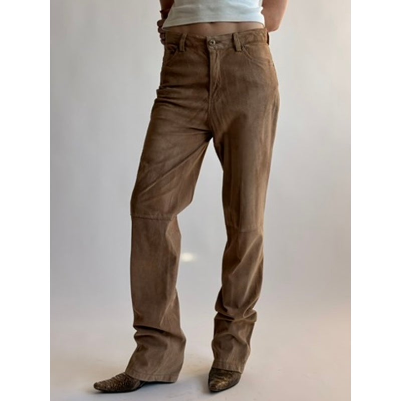 Vintage DG by Diane Gilman Light Brown Suede Straight Leg Pants