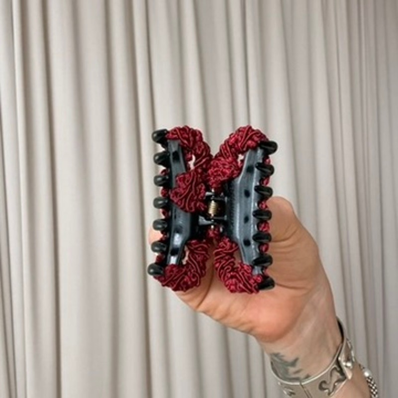 Maroon Lace Claw Clip - Vintage, Small, 3"
