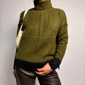 Sweet Romeo Two-Tone Turtleneck - Green, Size Medium