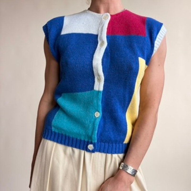 Eagles Eye Patchwork Sleeveless Cardigan - Size 34 (Fits Small)