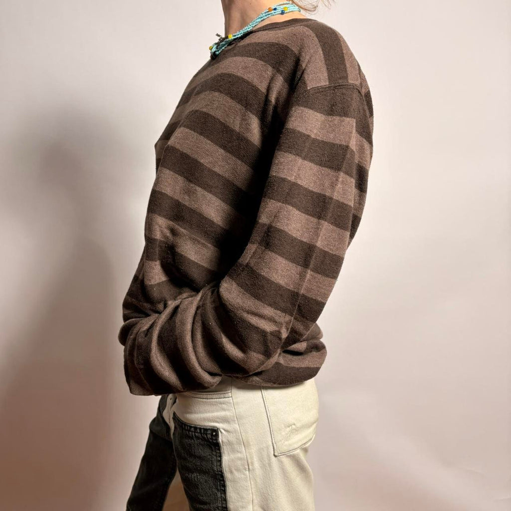 Sebastian Cooper Cashmere Blend Brown Stripped Sweater - M