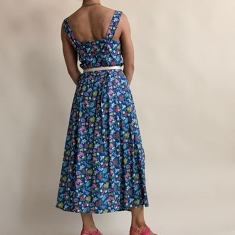 Liz Claiborne Sport Blue Floral Sun Dress -  Size 6 (Fits M)