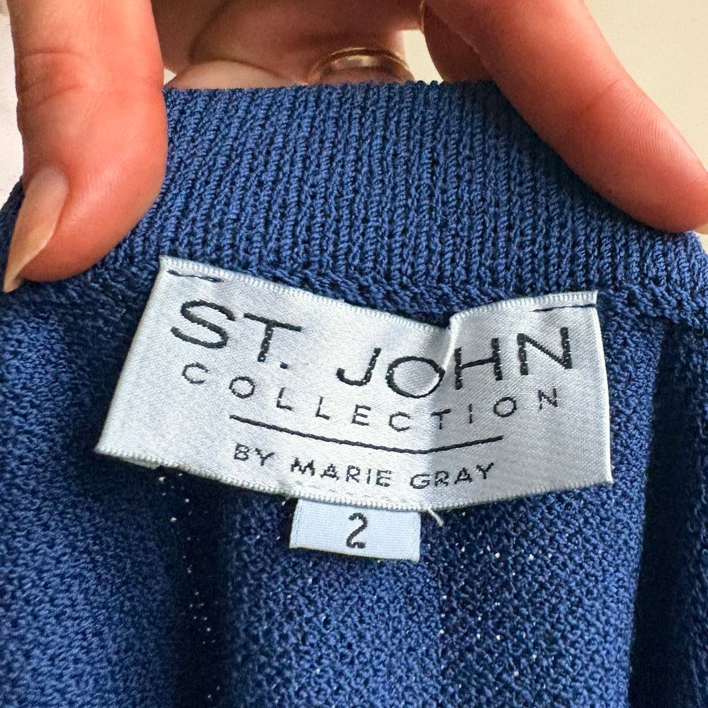 St. John's Royal Blue Knit Pencil Skirt - Elastic Waist, Size 4