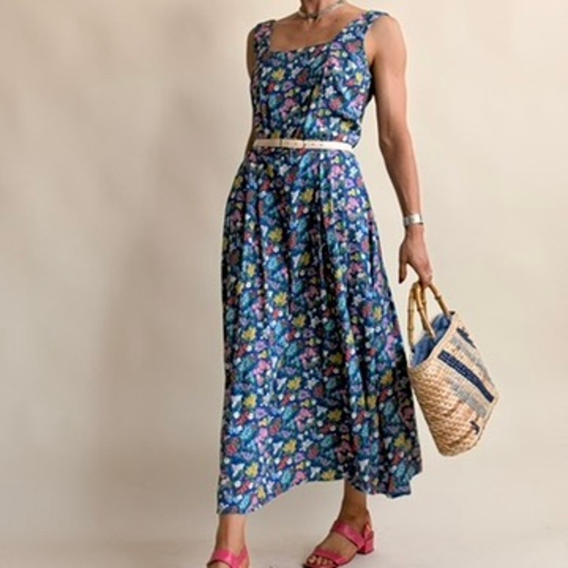 Liz Claiborne Sport Blue Floral Sun Dress -  Size 6 (Fits M)