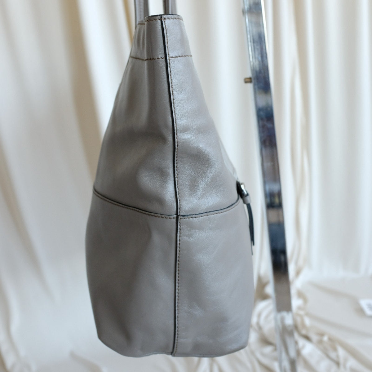 MIU MIU Vitello Soft Leather Shopping Tote Bag - Gray