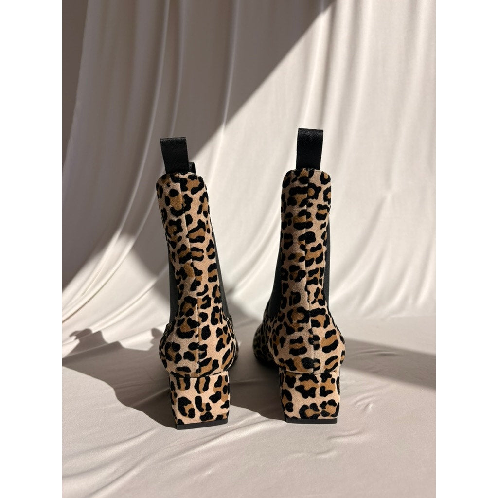 Sergio Rossi Leopard Print Chelsea Ankle Boots - NWT