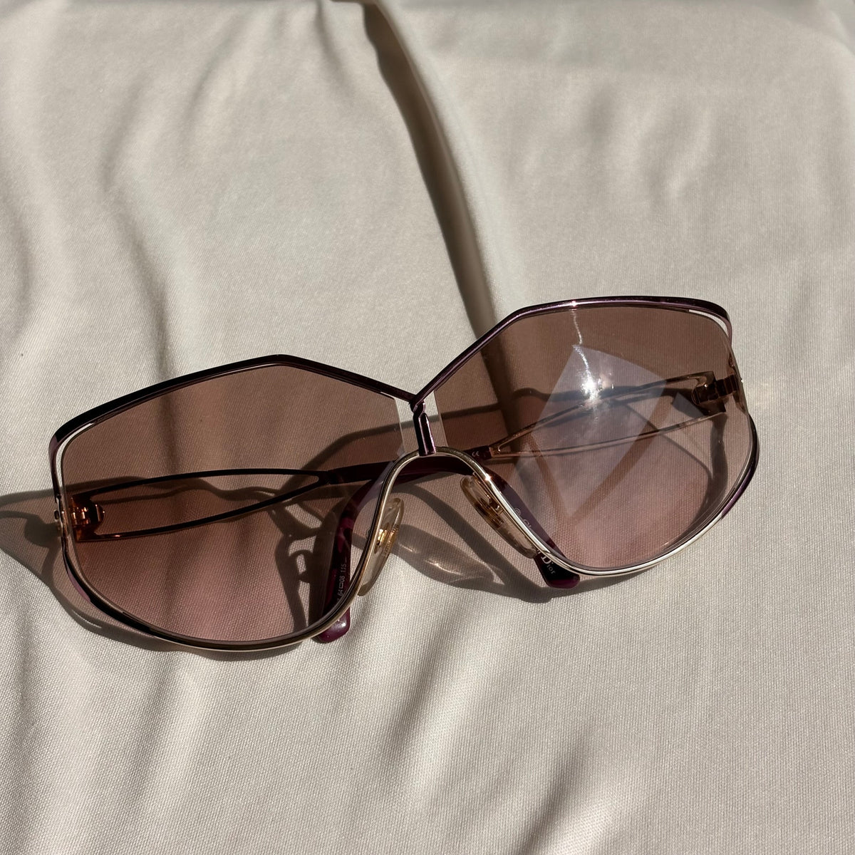 Vintage Christian Dior 2345 Wraparound Sunglasses - Purple, Gold