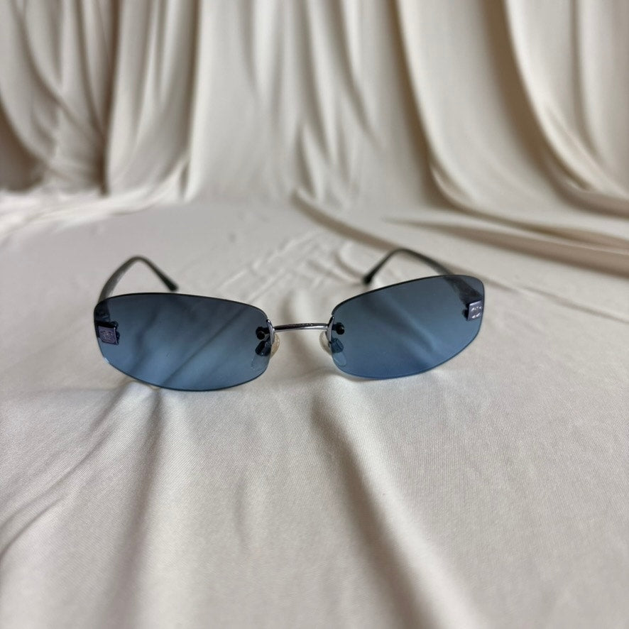 Vintage Chanel 4002 Rimless Sunglasses - Light Blue Gradient, Silver CC Logo