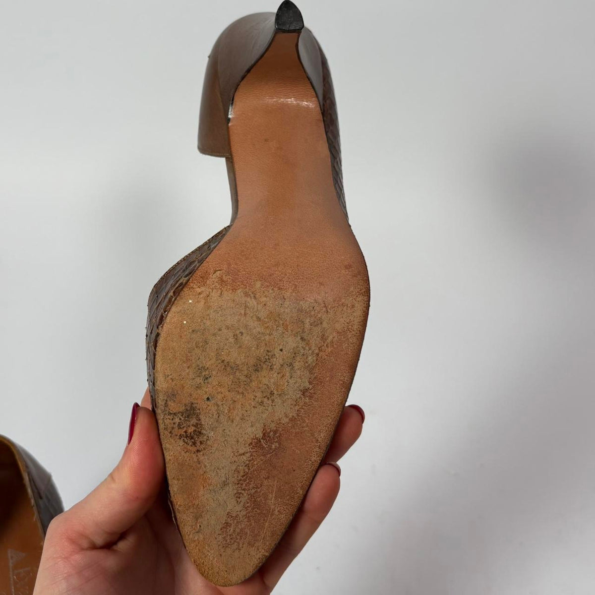 Evan Picone Brown Snakeskin Pumps - Round Toe, 3" Heel, Size 8.5 (Fits Narrow/7.5)