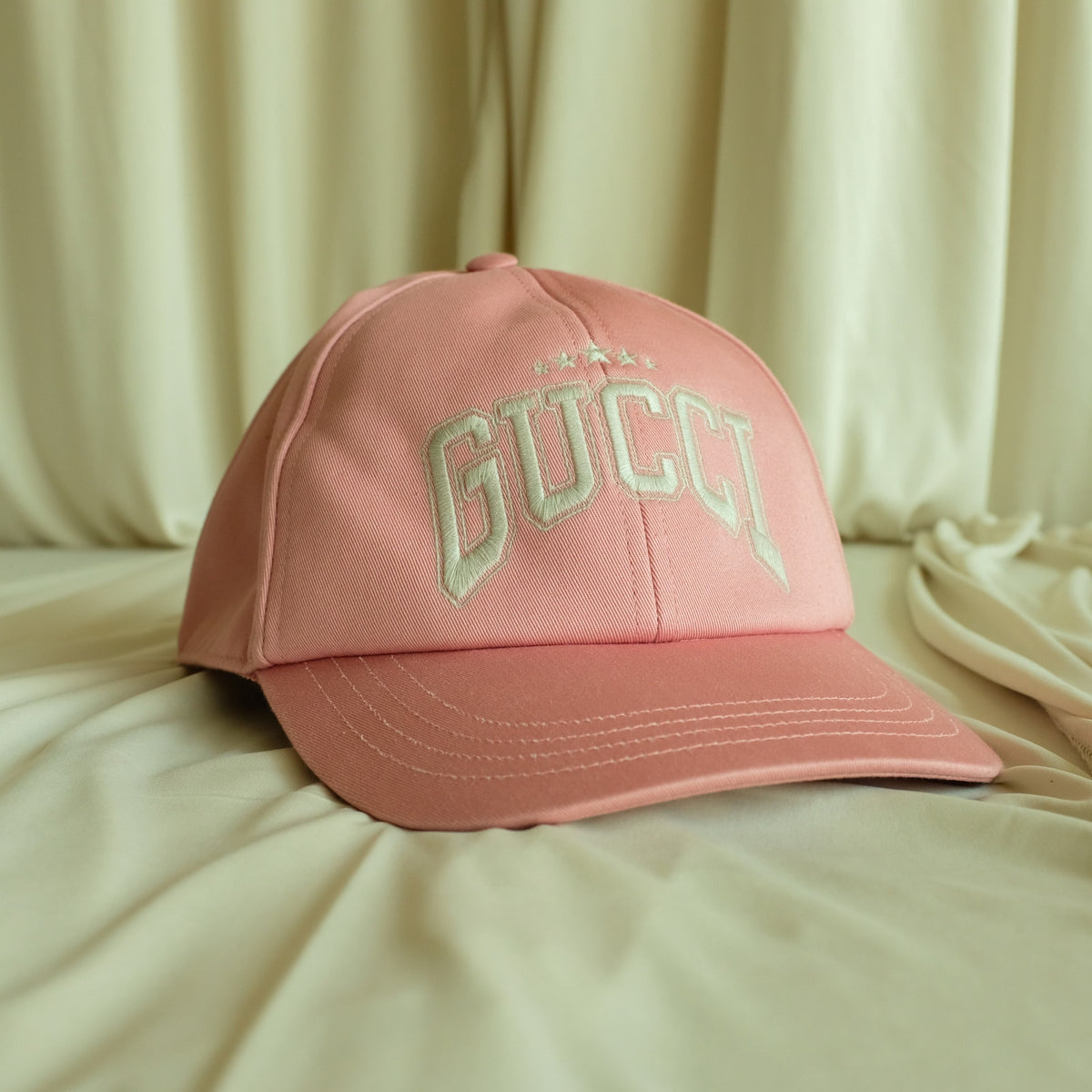 Gucci Star Embroidery Baseball Hat - Pink Canvas