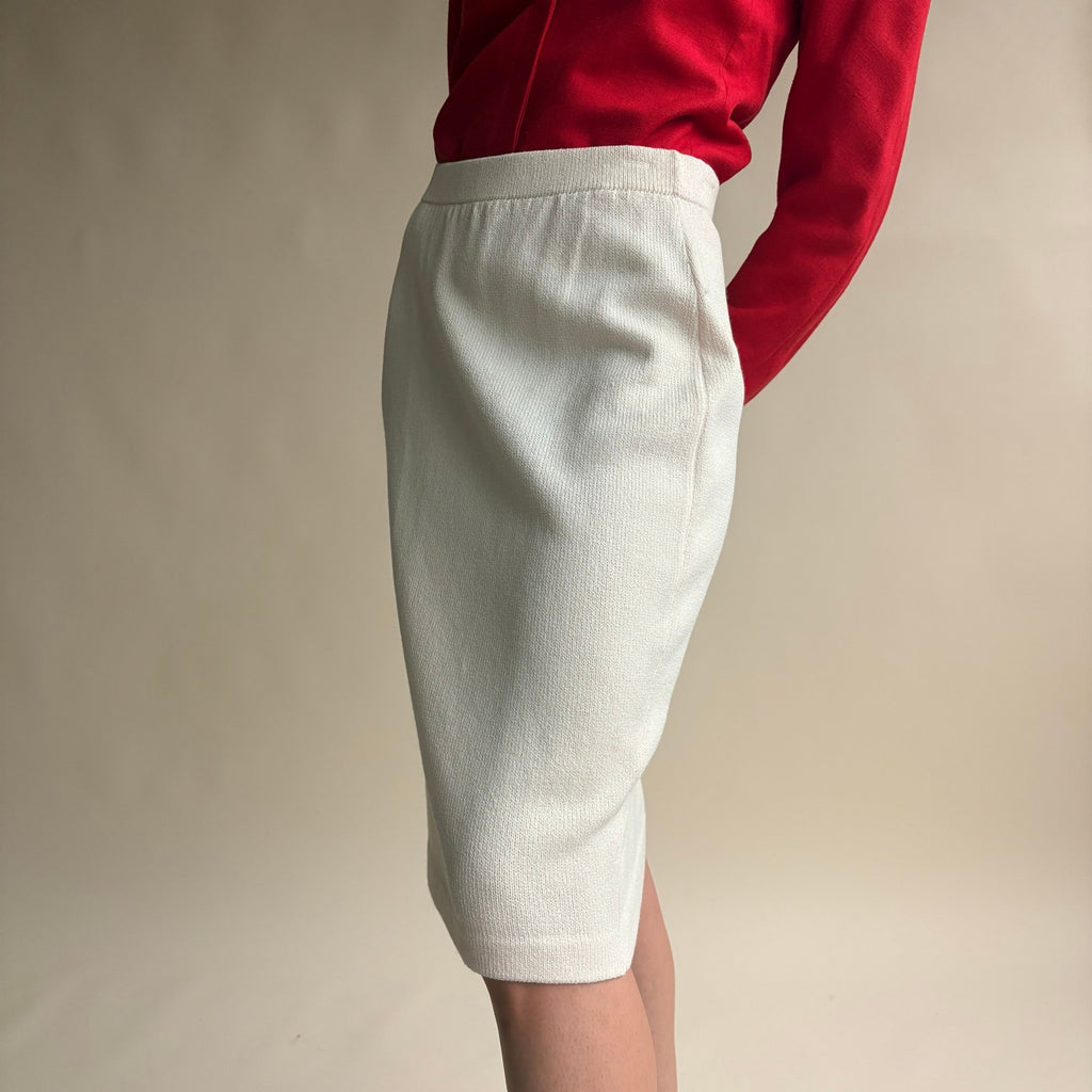 St. John by Marie Gray White Knit Skirt - Made in USA, Size 4