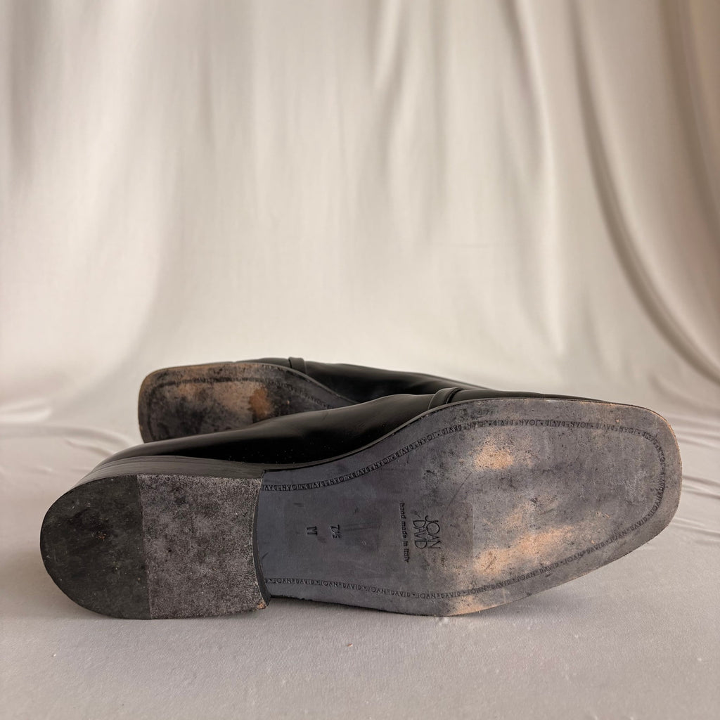 Vintage Joan & David Black & Tan Leather Loafers - Silver Horsebit Hardware