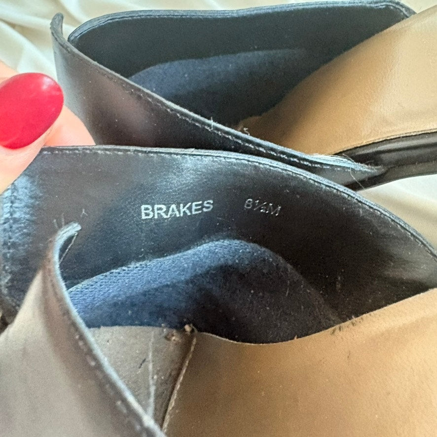 Nicole Brakes Black Leather Mules - Square Toe, Needs Heel Repair, Size 8.5