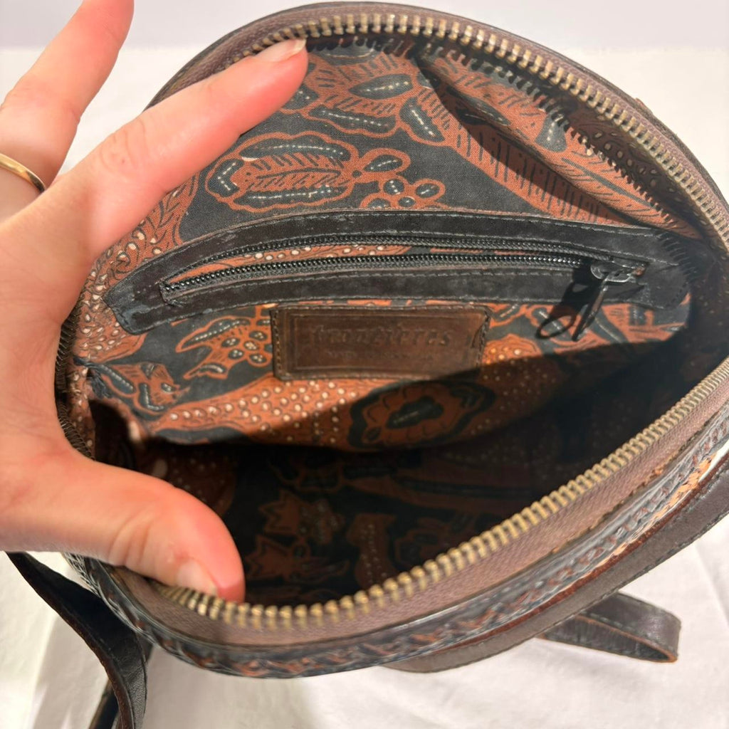 Vintage Trontieres Floral Leather Crossbody - Made in Indonesia