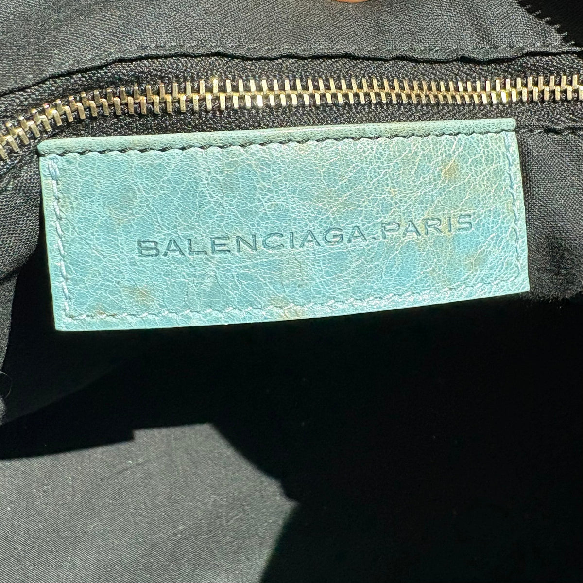Balenciaga Cross Perforated Lambskin Leather Motorcycle City Bag - Soft Blue