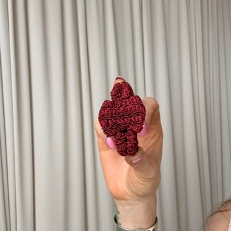 Maroon Lace Claw Clip - Vintage, Small, 3"