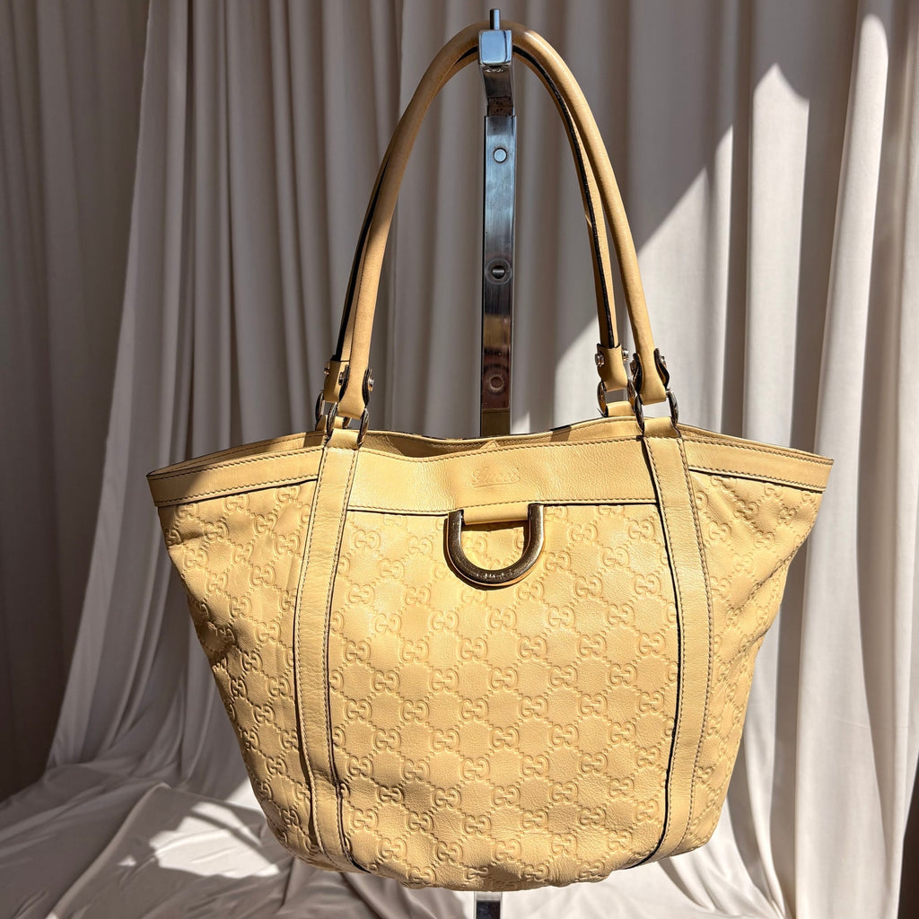Gucci Abbey Tote - Guccissima Leather, Yellow, D-Ring Detail