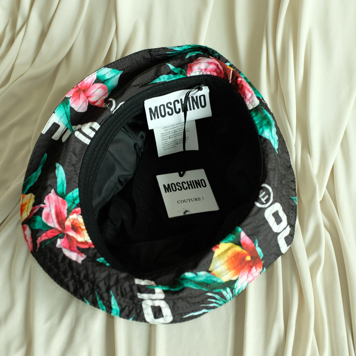 Moschino Floral Bucket Hat - Unisex, Logo Print, Made in Italy