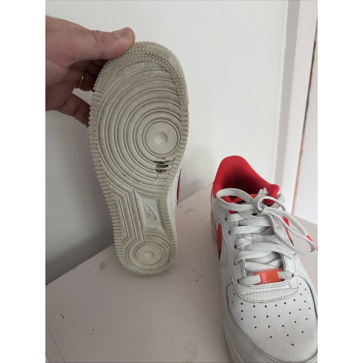 Nike Air Force 1 LV8 GS White Double Swoosh Crimson (CW1574-101) Size 6.5Y