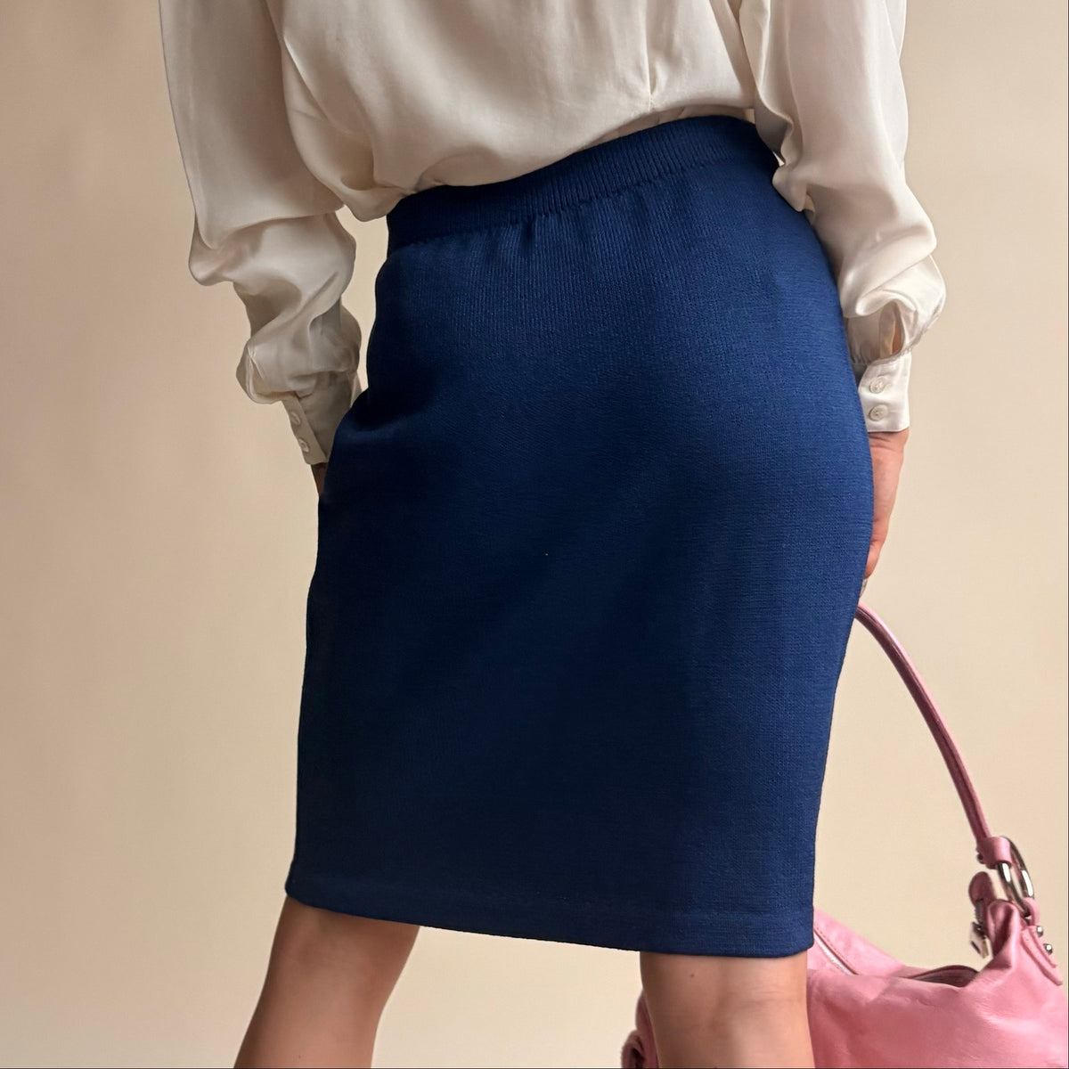 St. John's Royal Blue Knit Pencil Skirt - Elastic Waist, Size 4