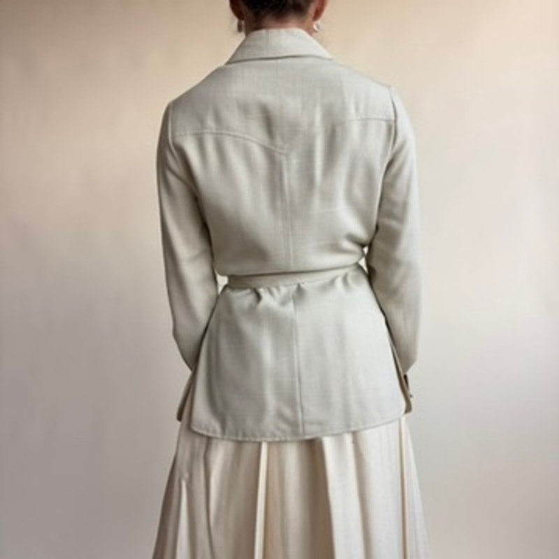Larry Levine New York Tan Belted Field Jacket - Lightweight Cropped Trench, Pockets, Size Small