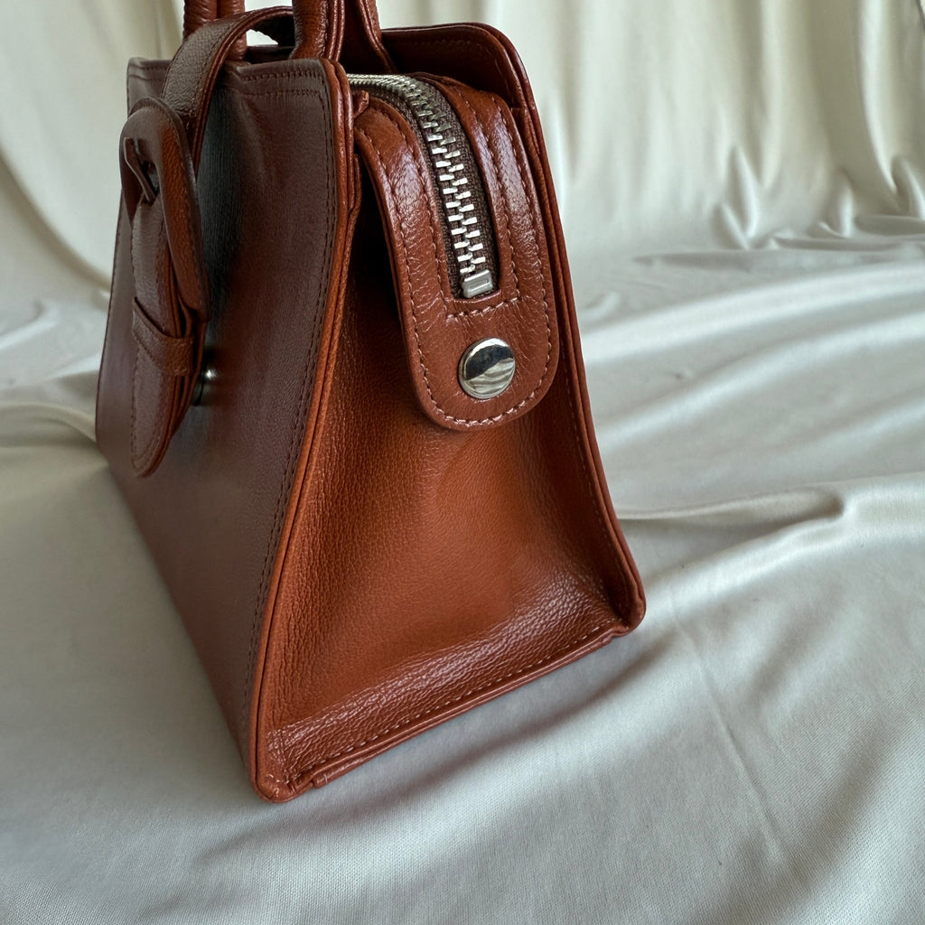 Vintage Jean Paul Gaultier Maroon Leather Top Handle Bag - Mid to Late 90s