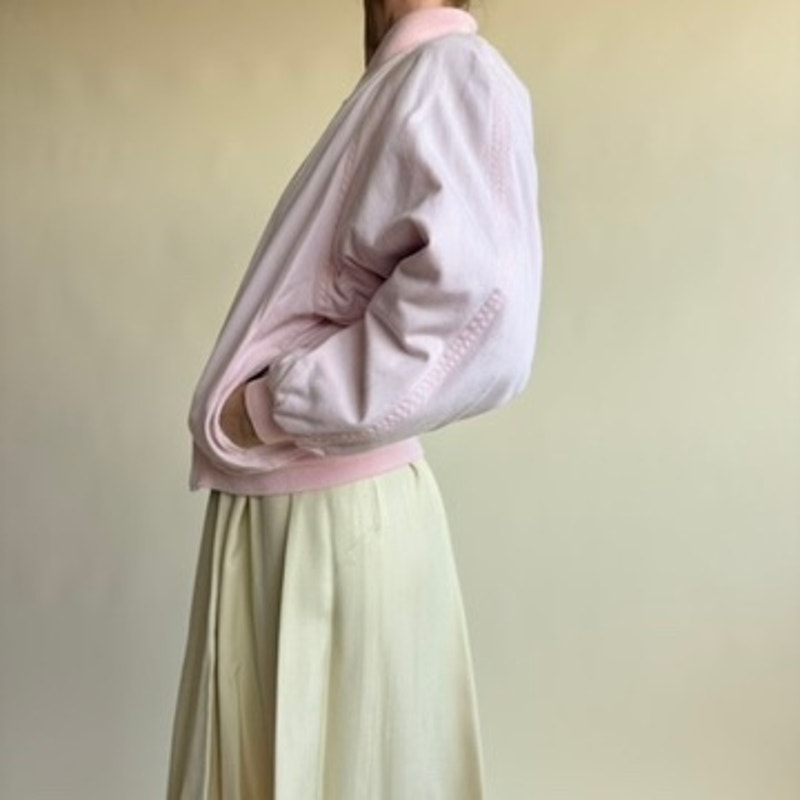 Varsity Reversible Jacket - Light Pink / Green with Pink Trim, Size Small