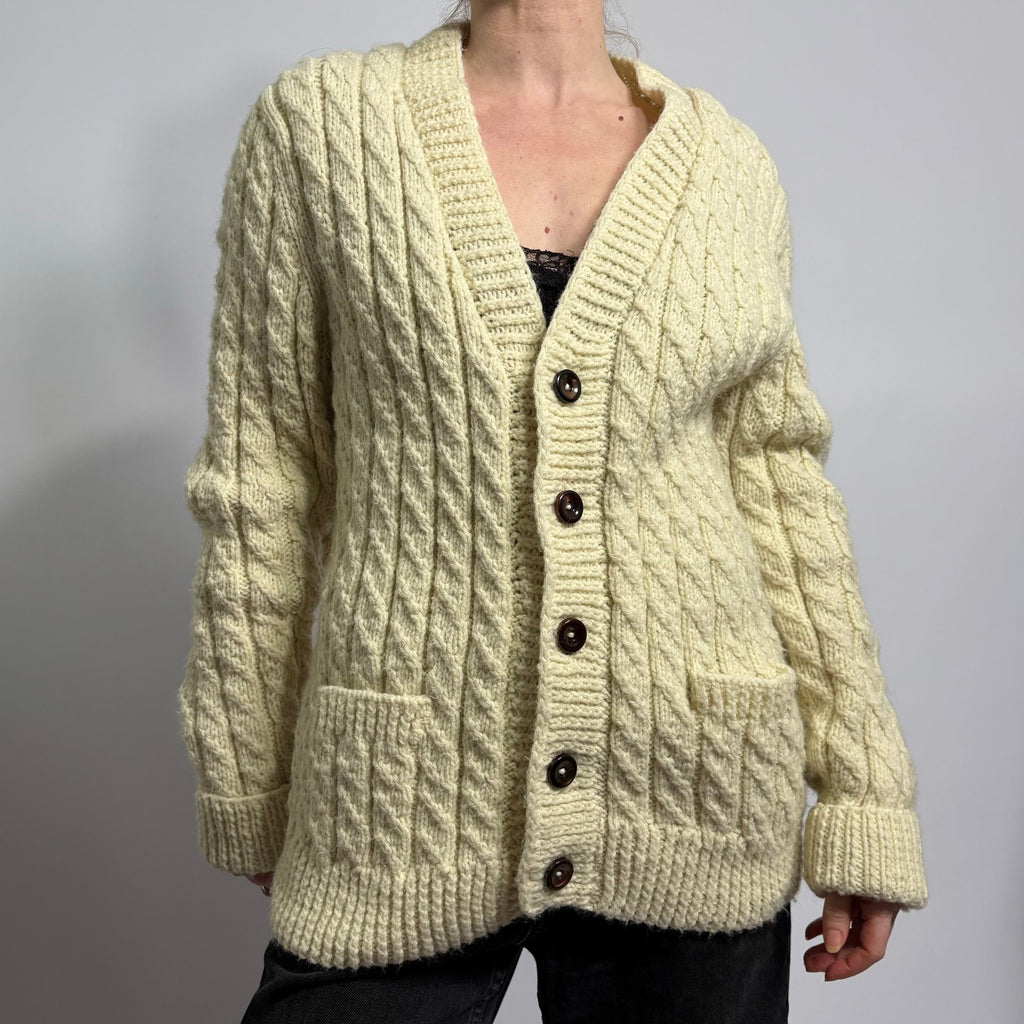 Fisherman's Cable Knit Cardigan - Cream