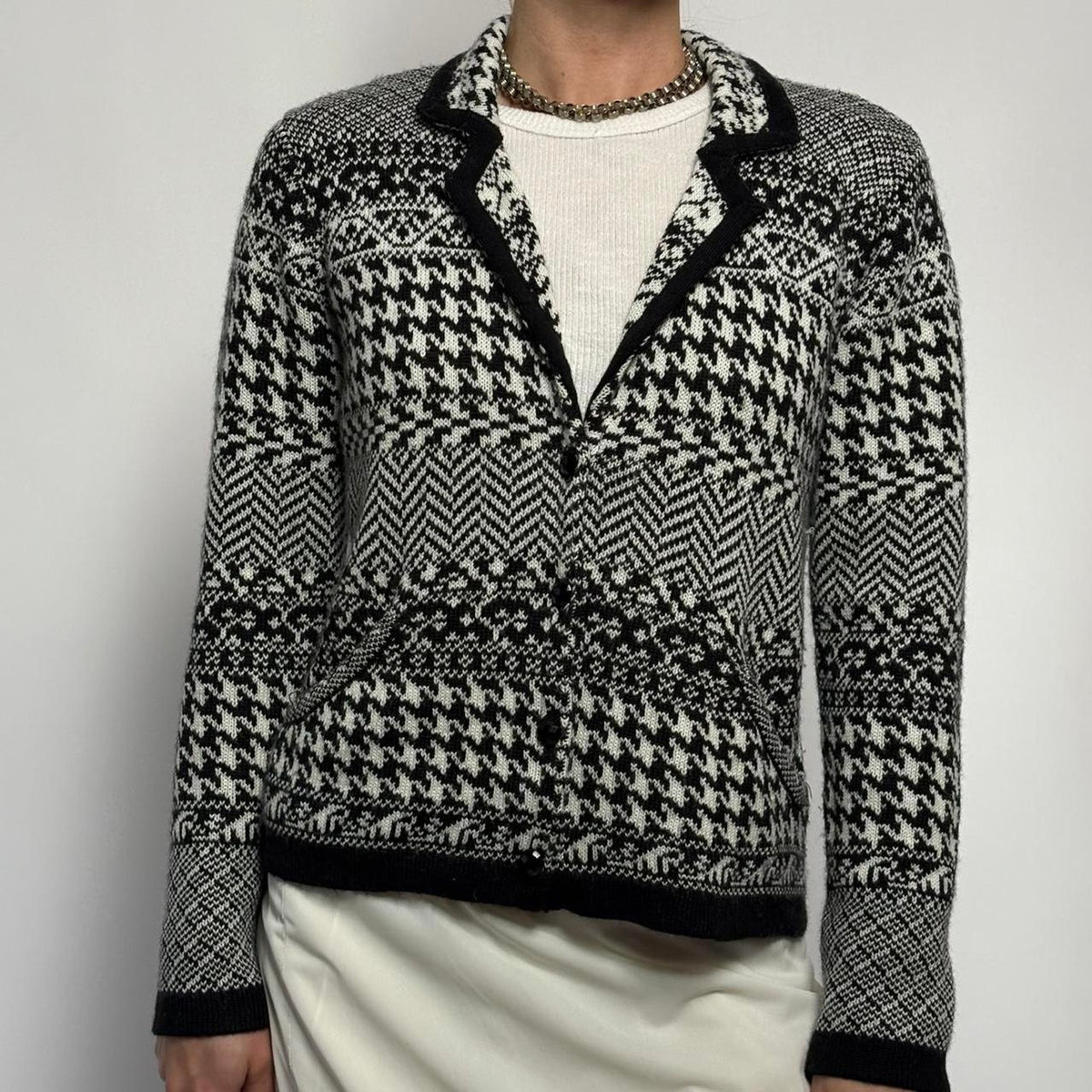 Vintage Coldwater Creek Black & White Cardigan - XS