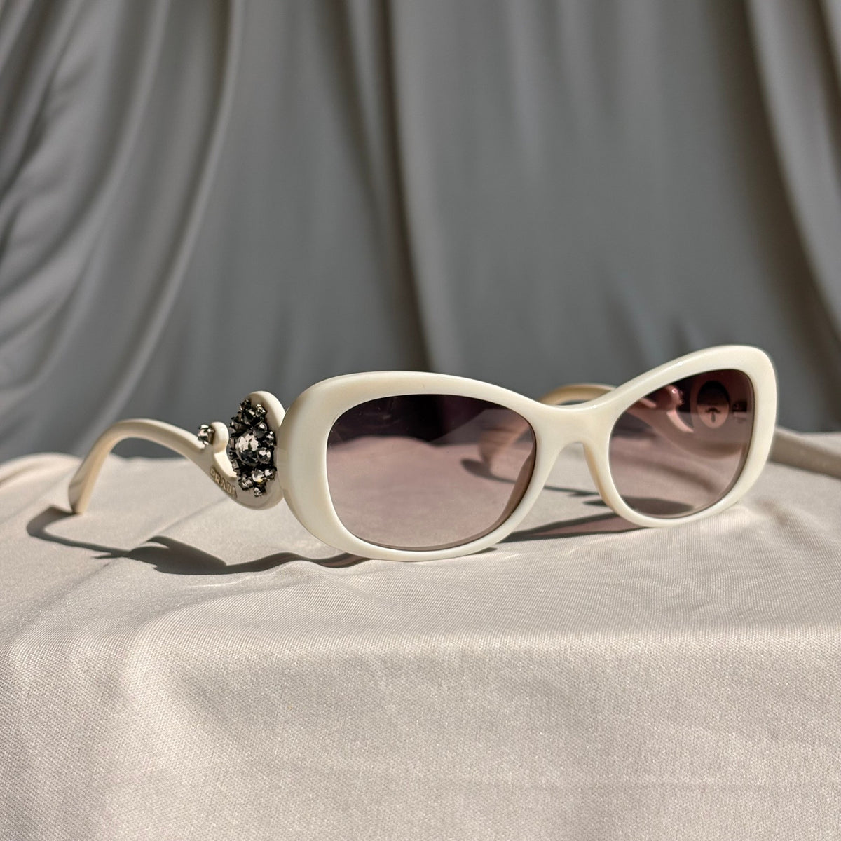 Prada Crystal Absolute Collection 33P Minimal Baroque Sunglasses - White, Crystal