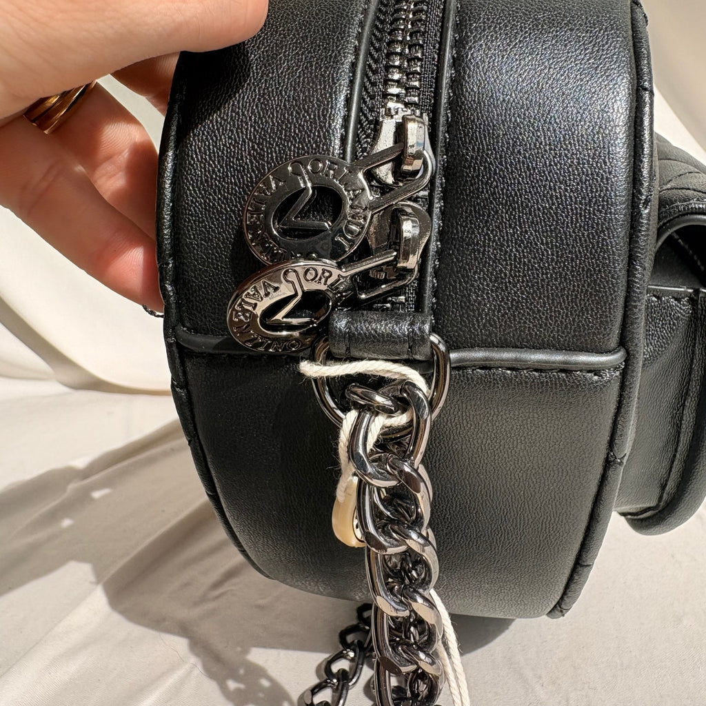 Valentino Orlandi Black Quilted Heart Crossbody Bag, NWT