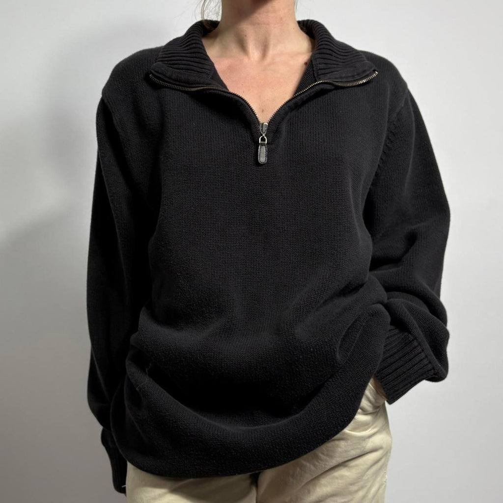 L.L.Bean Black Quarter Zip Sweatshirt - Men's XL