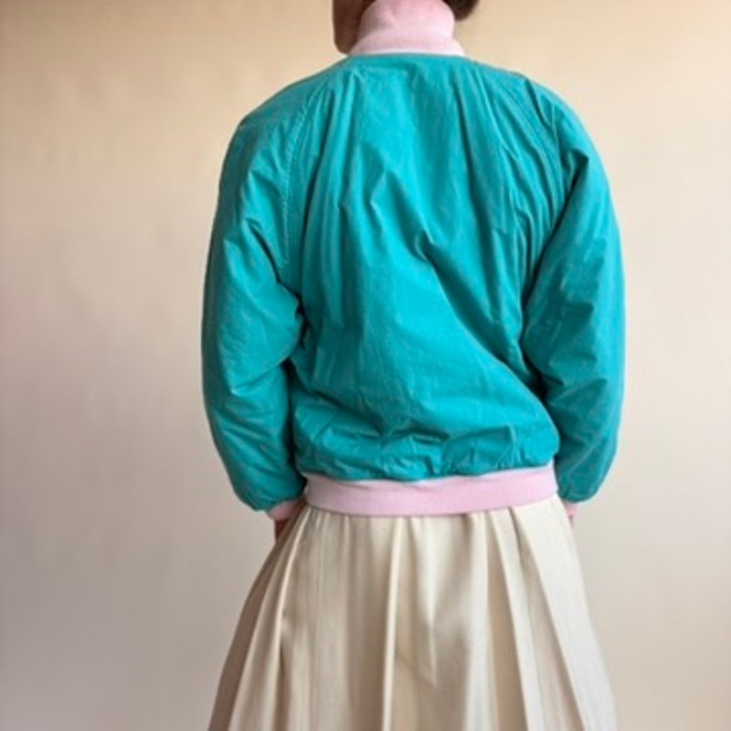 Varsity Reversible Jacket - Light Pink / Green with Pink Trim, Size Small