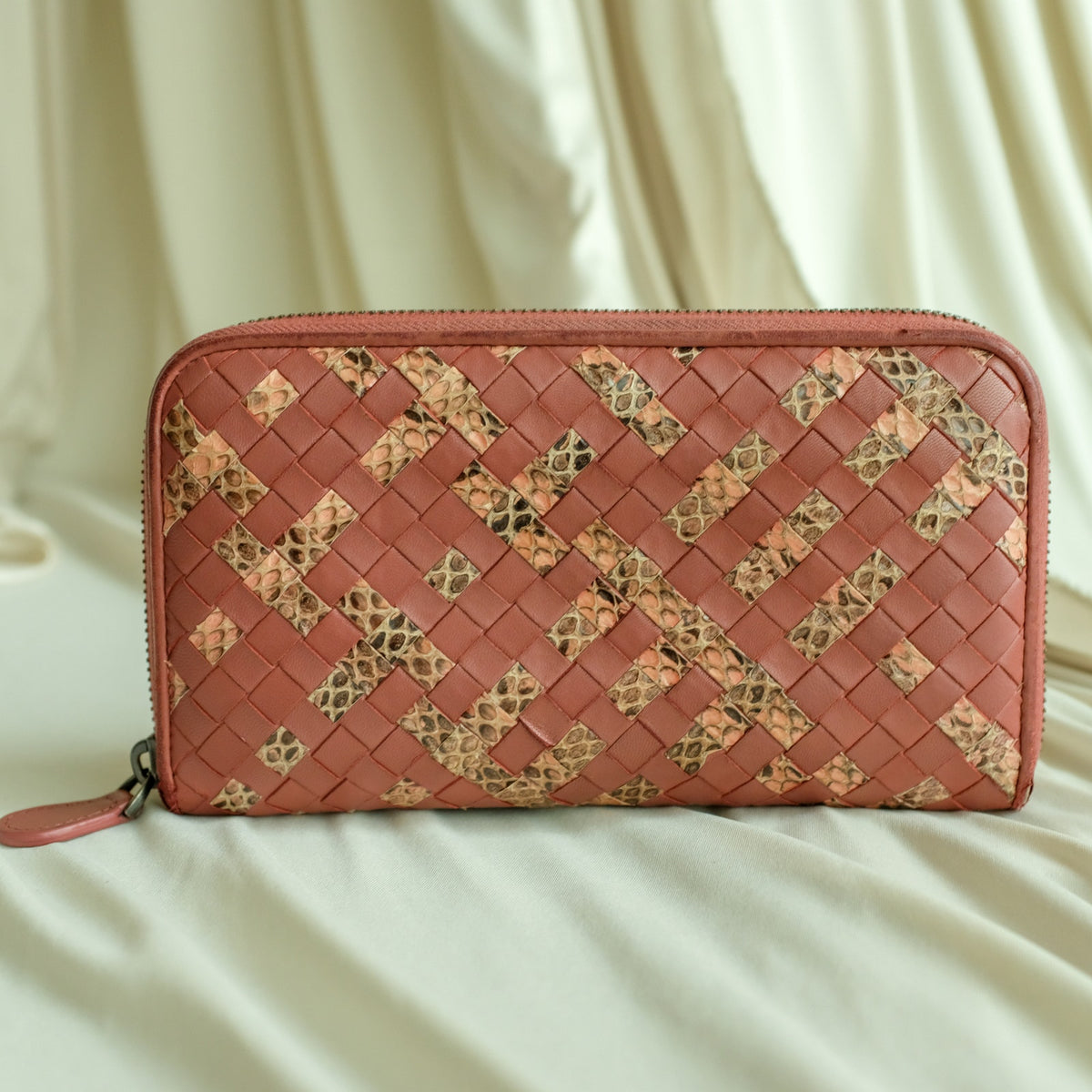 Bottega Veneta Intrecciato Zip Wallet - Multicolor, Nappa Leather, Snakeskin