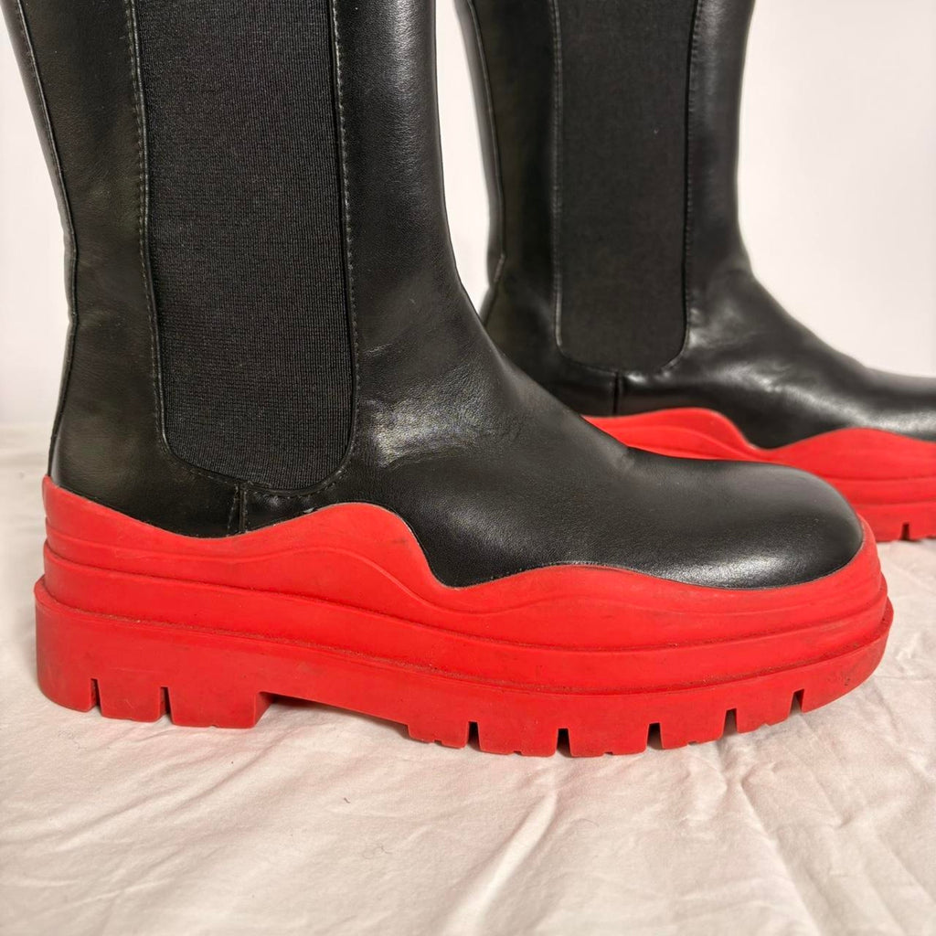Unilady Black & Red Platform Boots - Size 8