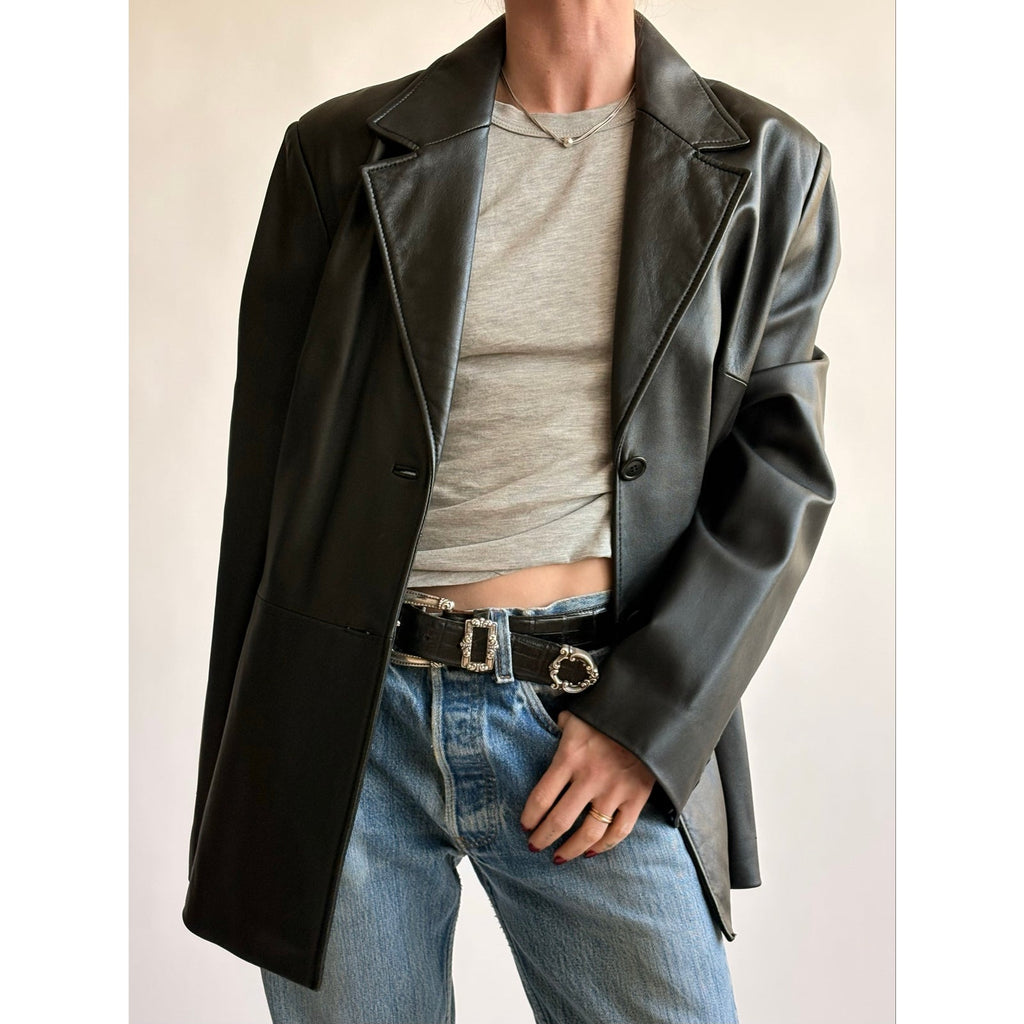 Vintage Valerie Stephan Separates Black Leather Jacket - Size XL