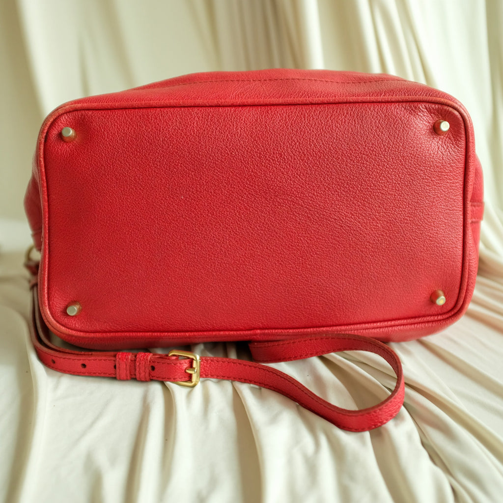 Burberry Red Leather Hobo - Gold Hardware, Crossbody, Made in Italy