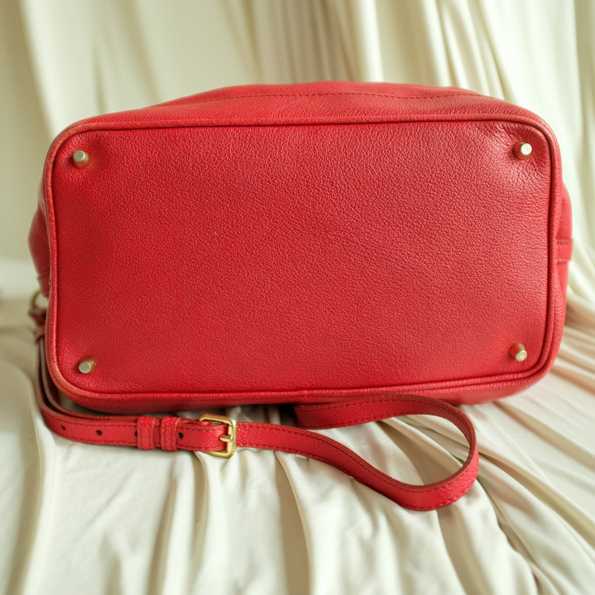 Burberry Red Leather Hobo - Gold Hardware, Crossbody, Made in Italy
