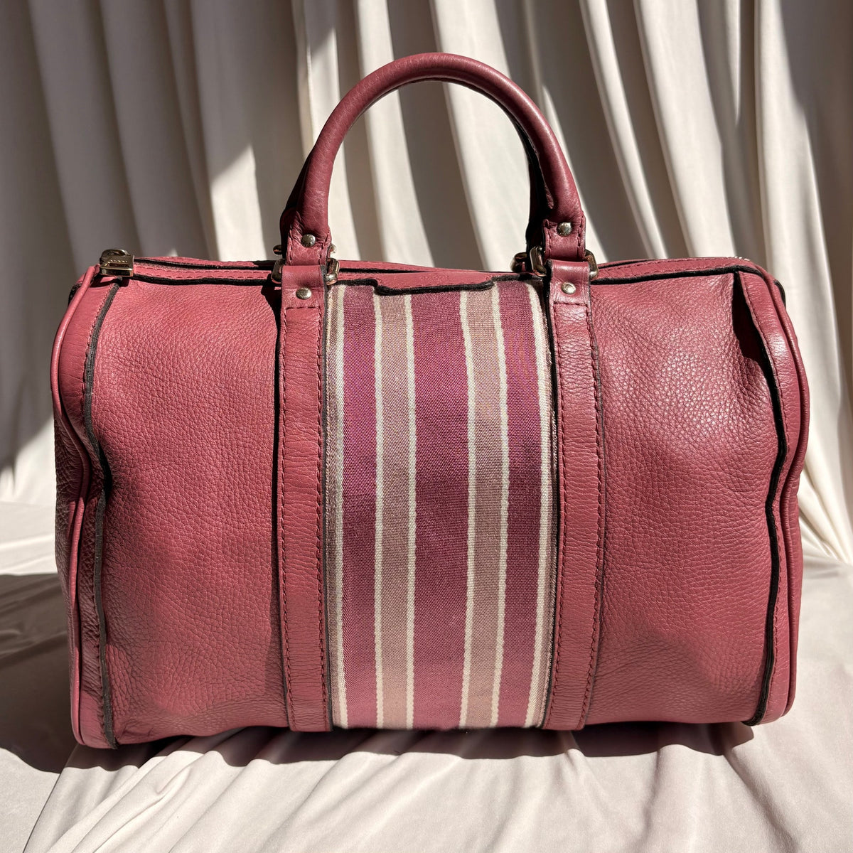 Gucci Web Joy Boston Bag Satchel - Pink Leather, Canvas Web Detail