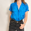Vintage Laura & Jayne Crinkle Top ~ Iridescent Blue!