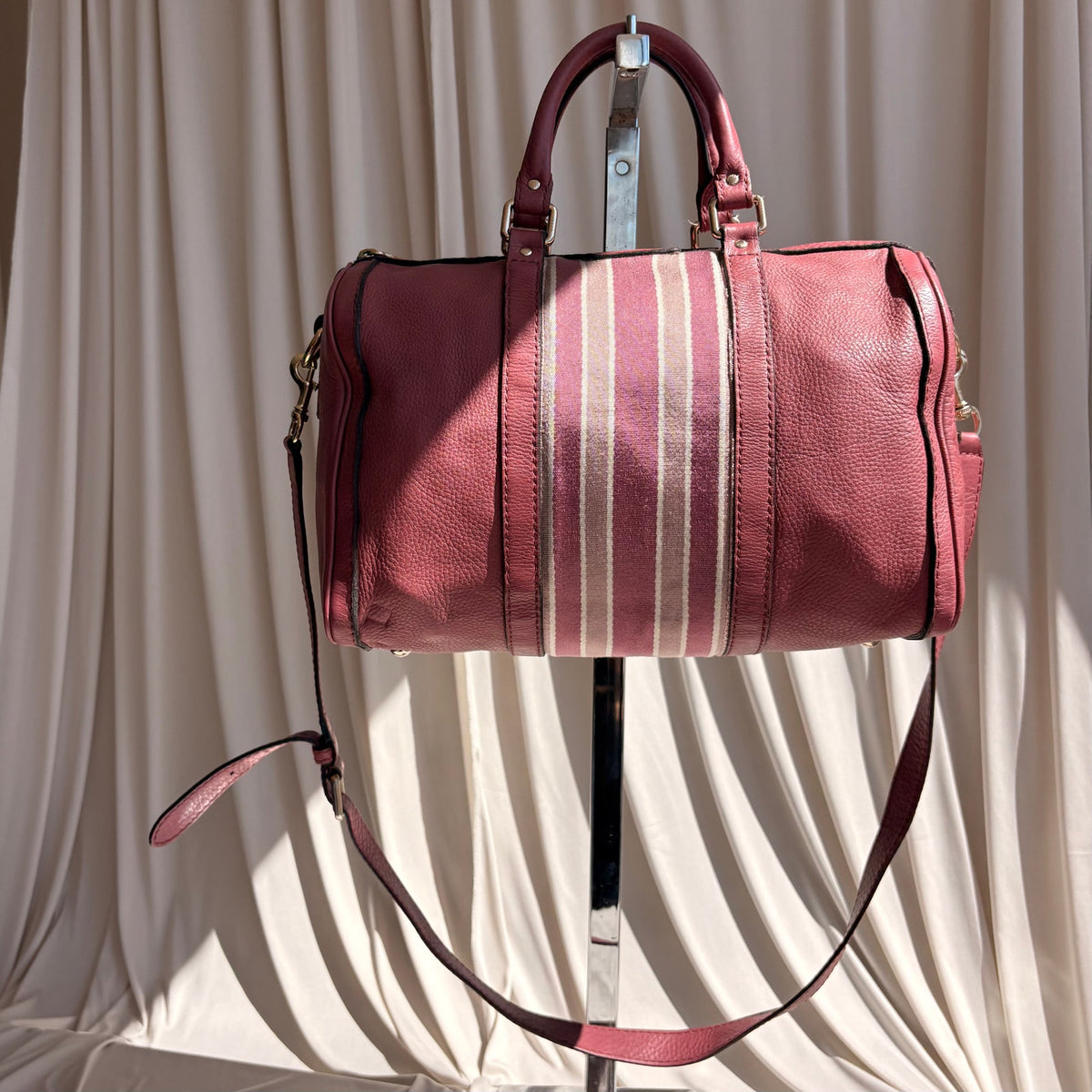 Gucci Web Joy Boston Bag Satchel - Pink Leather, Canvas Web Detail