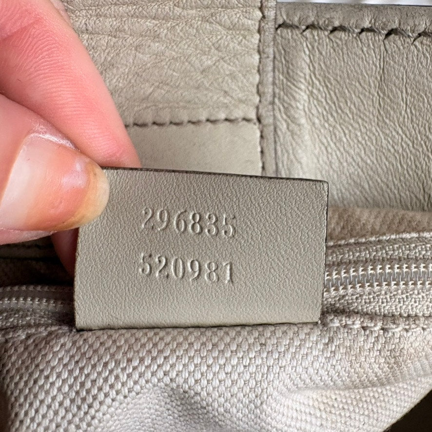 Gucci Sukey Bag Beige GG Monogram Canvas Tote with Cream Leather Handles