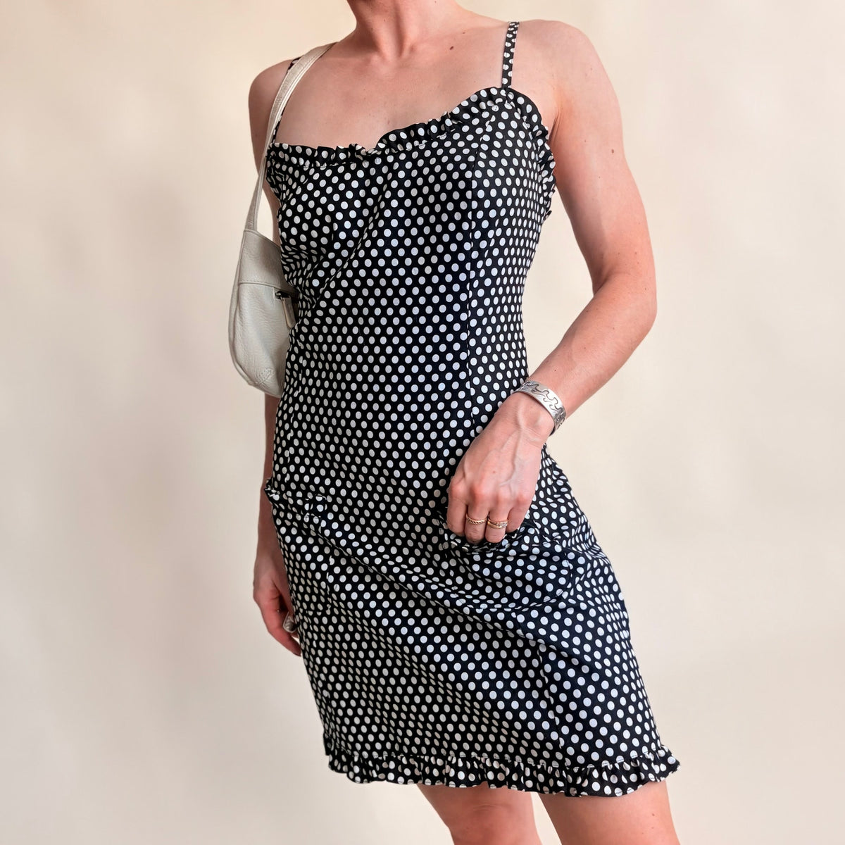 Betsey Johnson Black & White Polka Dot Dress - Small