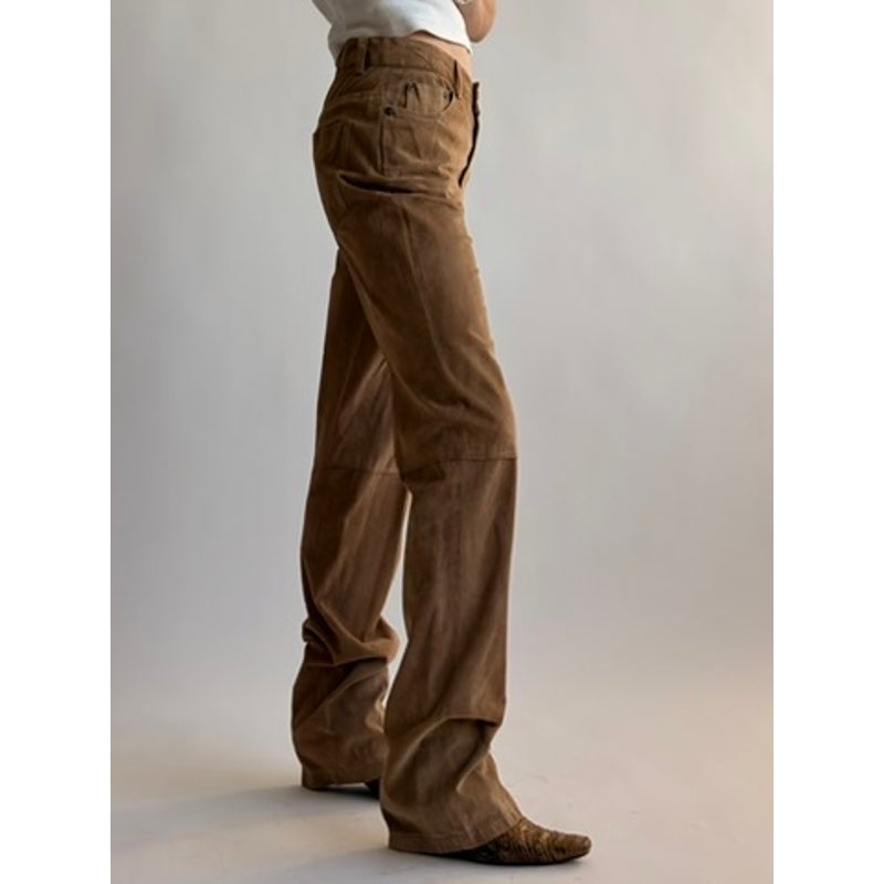 Vintage DG by Diane Gilman Light Brown Suede Straight Leg Pants