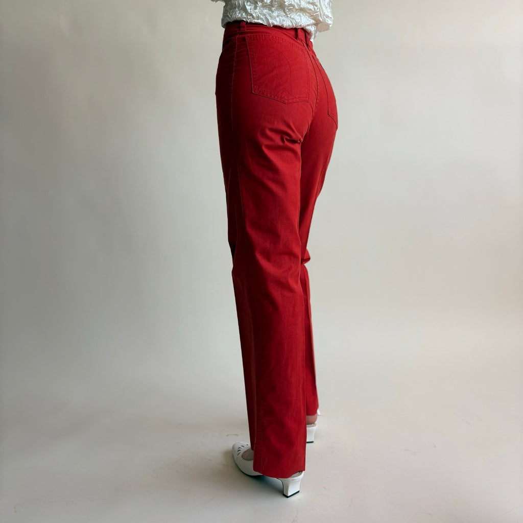 Cacharel Paris Red High-Waisted Wide Leg Jeans - Size 8 (Fits 2)