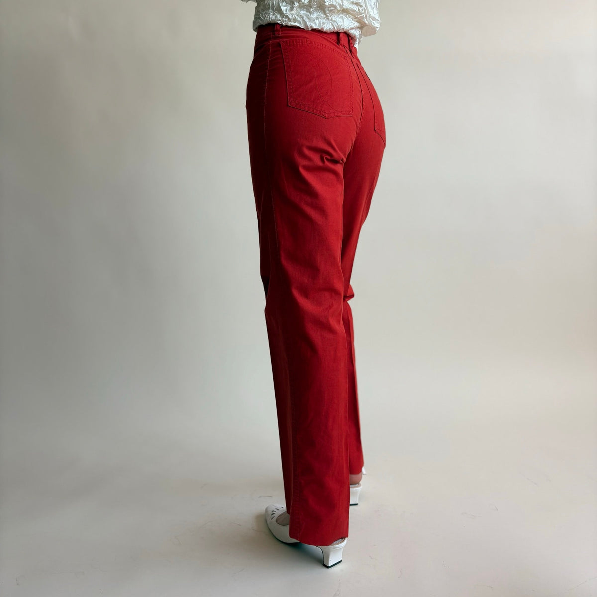 Cacharel Paris Red High-Waisted Wide Leg Jeans - Size 8 (Fits 2)