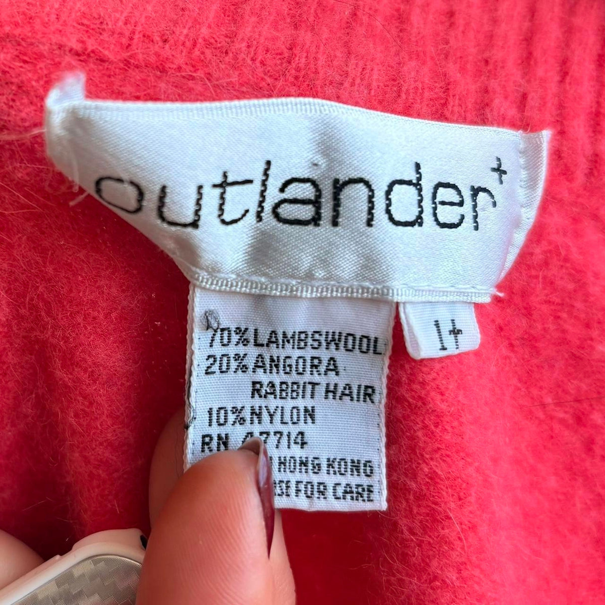 Outlander Hot Pink Quarter Zip Sweater - Lambswool & Angora, Fits Medium