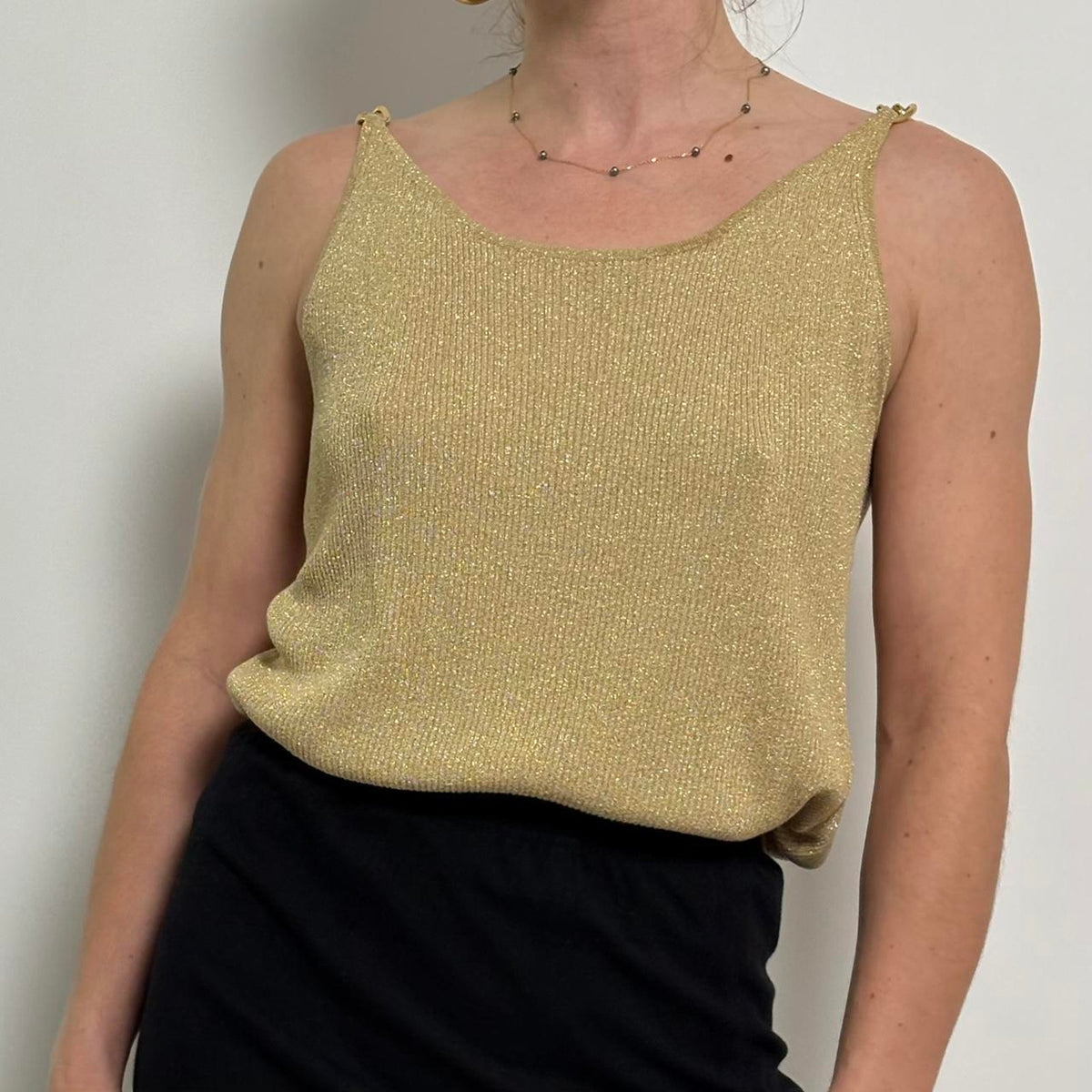 August Silk Natalie Top ~ Gold Knot & Chain - M