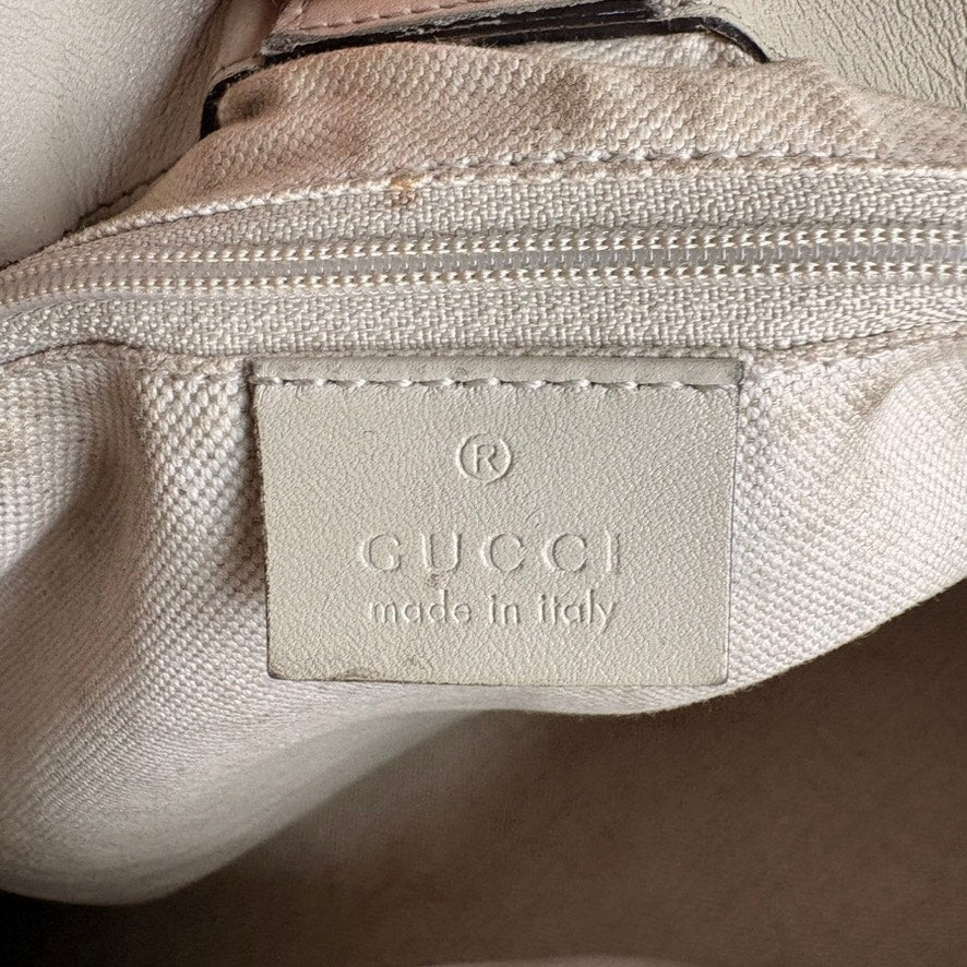 Gucci Sukey Bag Beige GG Monogram Canvas Tote with Cream Leather Handles